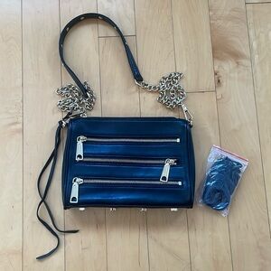 Rebecca Minkoff mini 5 zip leather crossbody bag - black & gold